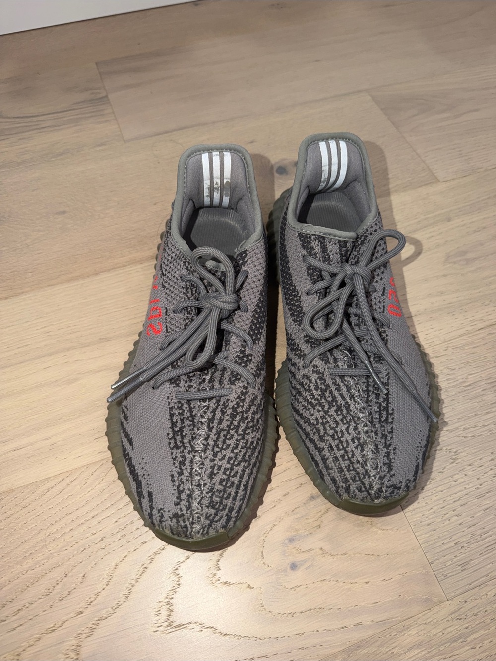 adidas Yeezy Boost 350 V2 Grey with Red Accent Sneakers